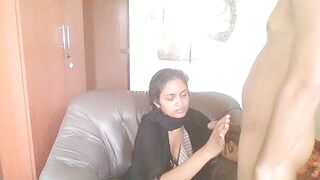 Hijab lady works at my home office sucks well