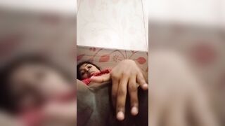 My fingering on the bed