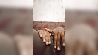 My fingering on the bed