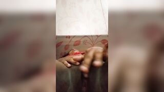 My fingering on the bed