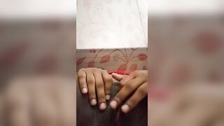 My fingering on the bed