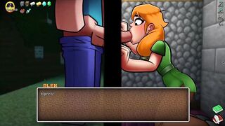 Alex Sucks Steve Through a Gloryhole! Sloppy Blowjob HornyCraft Minecraft Parody