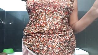 She Plays Her Excited Pussy Well Her Well Excited with in Musterbation in Bath room with bog boobs