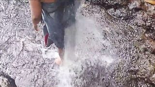 Went to the top of the mountain to swim...