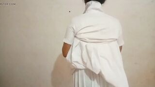 Sri Lankan school girl wearing her uniform, Sri Lanka school girl sexy video, school girl alone in room