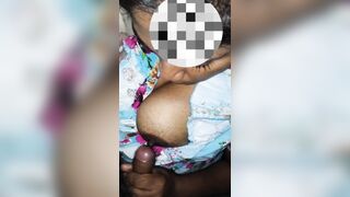 Sri Lankan couple cum on tits, and suck big dick