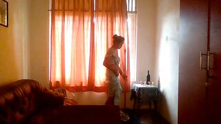 my new Indian maid cleaning my room