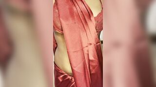 Indian Beautiful girl in Red Saree Teasing Seductive Dance & Playful Energy